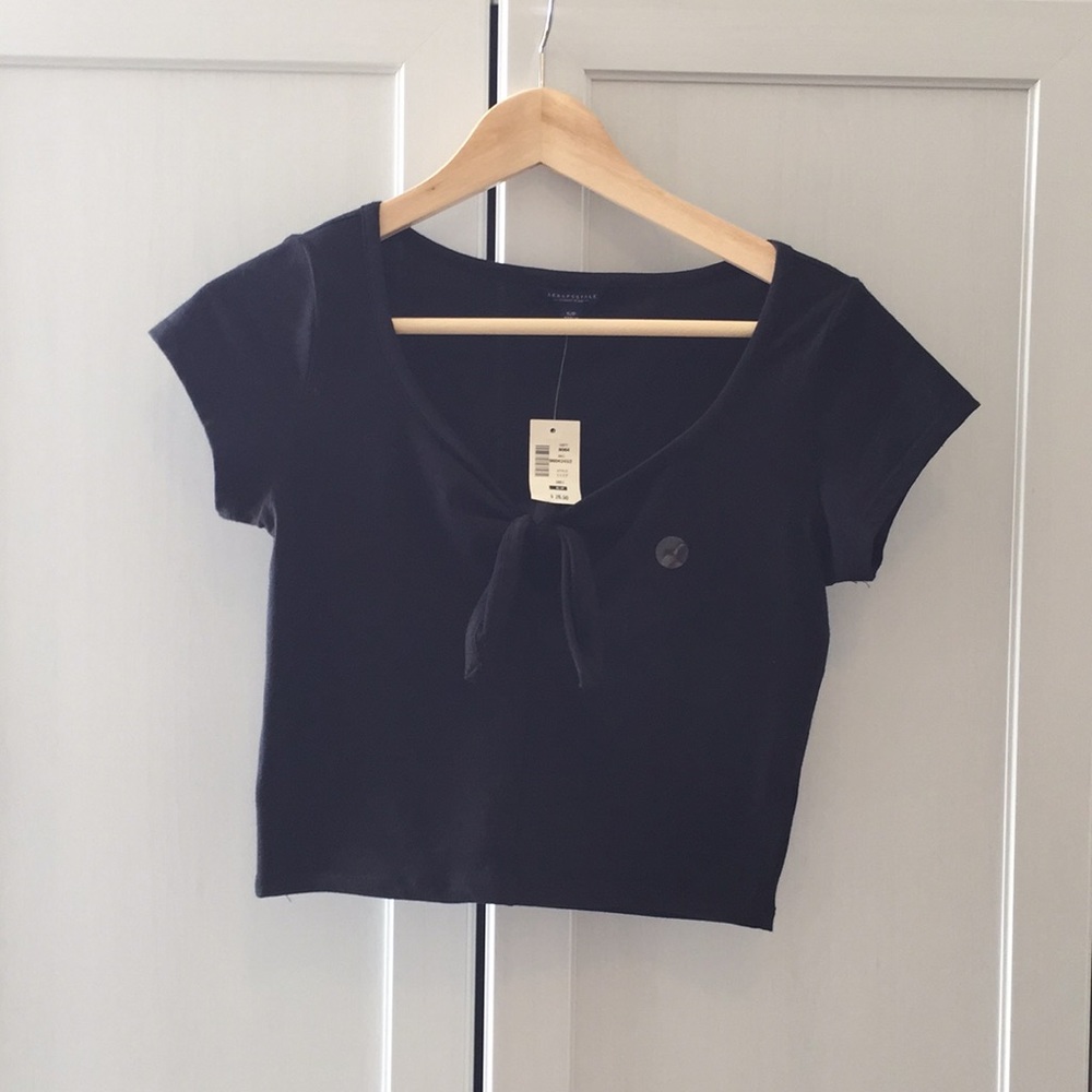 black crop top w/ tie